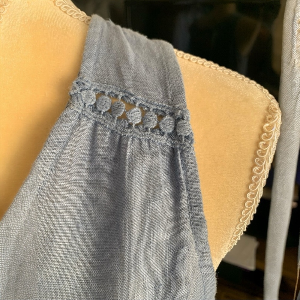 Light Blue Italian Linen Dress - Picture 4 of 9